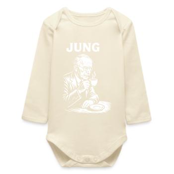 Carl Gustav Jung drinking a coffee - Baby Organic Long-Sleeved Bodysuit - soft Ecru - Front