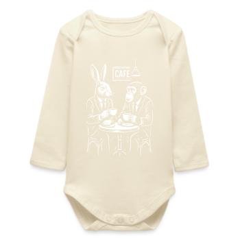 Café-Kaninchen und Affenporträt - Baby Organic Langarmbody - Natur - Vorne