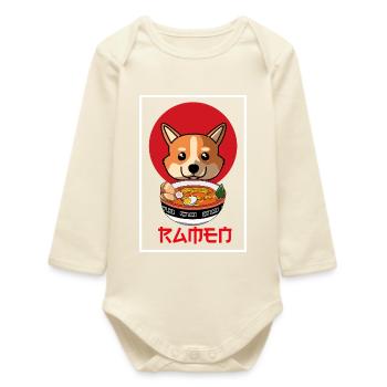 Kawaii Corgi Ramen Japanisches Essen Kunst Hundegeschenk - Baby Organic Langarmbody - Natur - Vorne