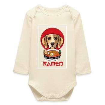 Cadeau de cuisine japonais de ramen beagle ramen japonais - Body bébé manches longues biologique - écru doux - Devant