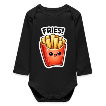 Kawaii Fries Stickers Frieze Joy - Baby Organic Long-Sleeved Bodysuit - black - Front
