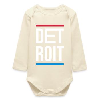 Detroit city logo design - Baby Organic Long-Sleeved Bodysuit - soft Ecru - Front