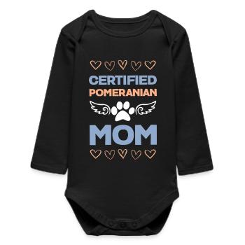 Certified Pomeranian Mom Shirt - Baby Organic Long-Sleeved Bodysuit - black - Front