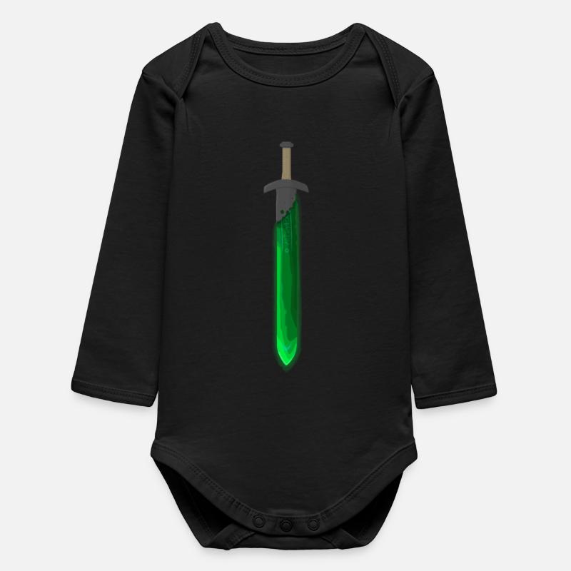 Épée runique verte - Body bébé manches longues biologique - noir