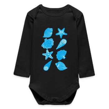 Shells and starfish - Baby Organic Long-Sleeved Bodysuit - black - Front
