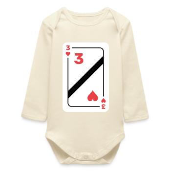 Coeur Trois Carte à jouer Carte de poker - Body bébé manches longues biologique - écru doux - Devant