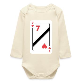 Heart Seven Playing Card Poker Card - Baby Organic Long-Sleeved Bodysuit - soft Ecru - Front