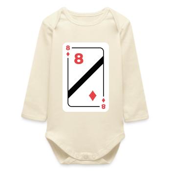 Eight of Diamonds Playing Card Poker Card - Baby Organic Long-Sleeved Bodysuit - soft Ecru - Front