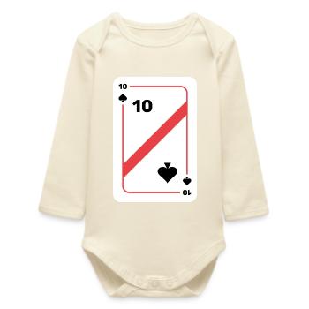 Dix piques Carte à jouer Carte de poker - Body bébé manches longues biologique - écru doux - Devant