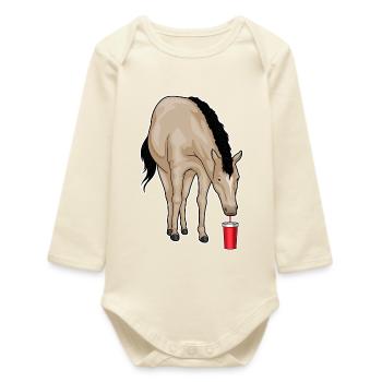 Horse Mug à emporter - Body bébé manches longues biologique - écru doux - Devant