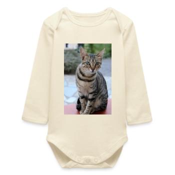 Katze Kätzchen Poster Katzenposter - Baby Organic Langarmbody - Natur - Vorne