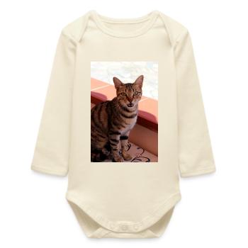 Cat - Baby Organic Long-Sleeved Bodysuit - soft Ecru - Front