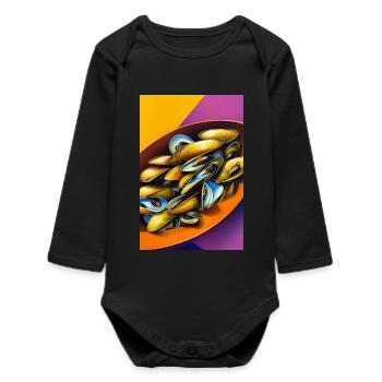 Mussels - Baby Organic Long-Sleeved Bodysuit - black - Front