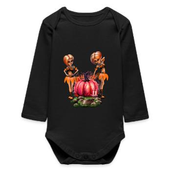 Design mignon d’Halloween - Body bébé manches longues biologique - noir - Devant