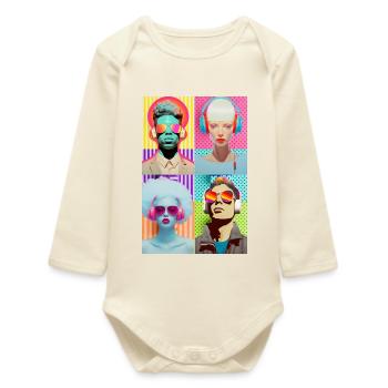 Music Pop Art - Baby Organic Long-Sleeved Bodysuit - soft Ecru - Front