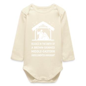 Noël - Jésus Immigrant du Moyen-Orient II - Body bébé manches longues biologique - écru doux - Devant