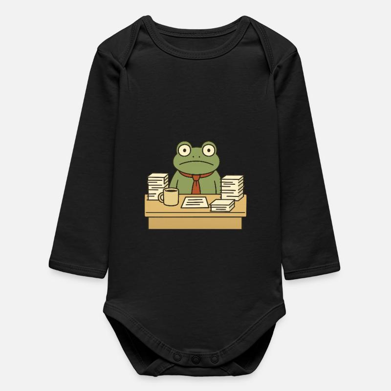 Business Frog - Baby Organic Long-Sleeved Bodysuit - black