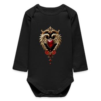 Elegance in red and gold - Baby Organic Long-Sleeved Bodysuit - black - Front