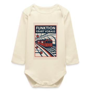 U Bahn Bauhaus 1930er Funktion fährt voraus Retro - Baby Organic Langarmbody - Natur - Vorne