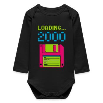 Loading 2000 Disketten-Design Retro Pixel Design - Baby Organic Langarmbody - Schwarz - Vorne
