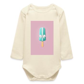 Popsicle Birthday Gift - Baby Organic Long-Sleeved Bodysuit - soft Ecru - Front