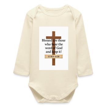 Korscitat Välsignade som hör Guds ord - Baby Organic Long-Sleeved Bodysuit - soft Ecru - Front