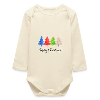 Joyeux sapins de Noël - Body bébé manches longues biologique - écru doux - Devant