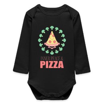 Inner Peace Pizza Yoga - Baby Organic Langarmbody - Schwarz - Vorne