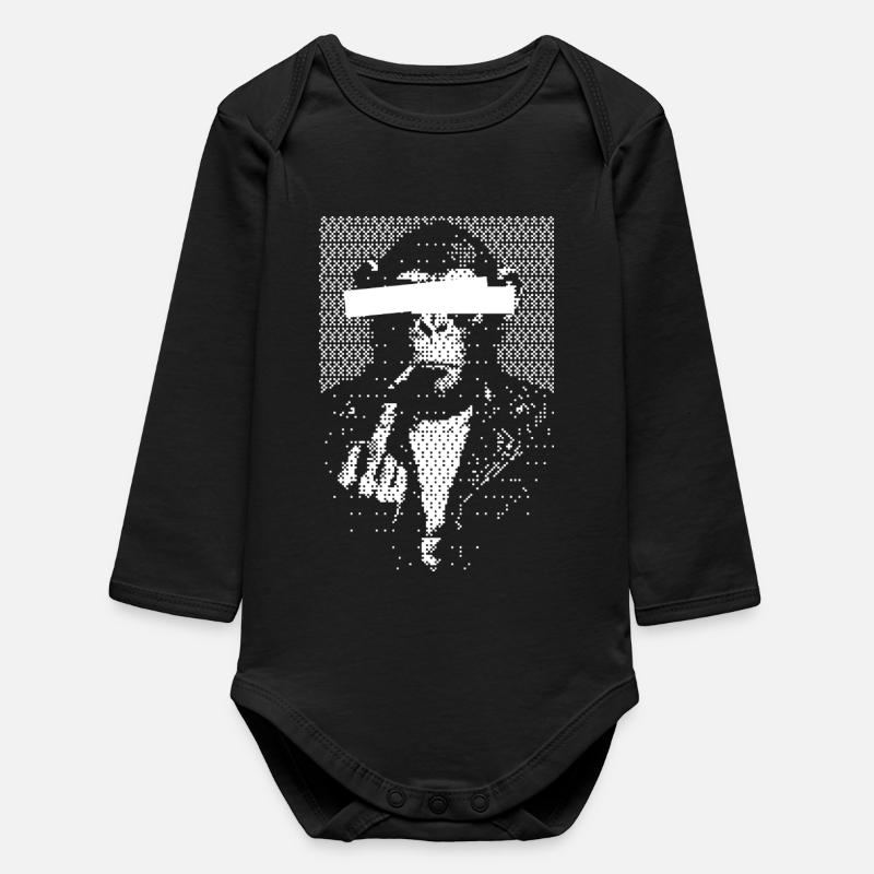 Blindfolded monkey criminal - Baby Organic Long-Sleeved Bodysuit - black