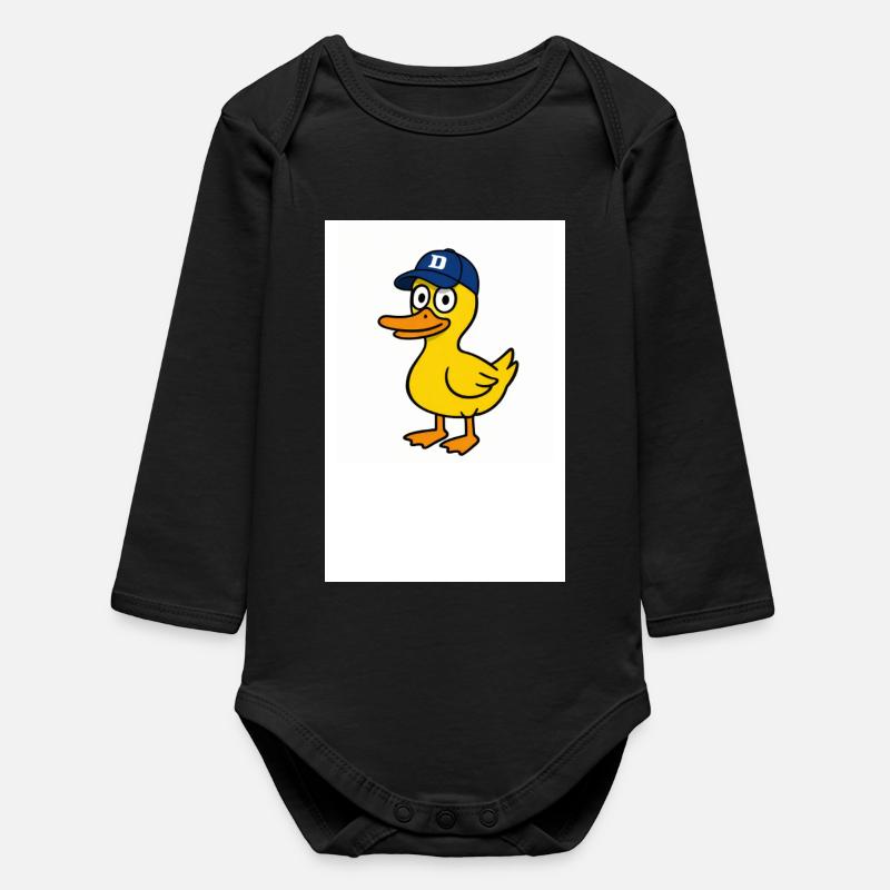Duck in D Cap - Baby Organic Long-Sleeved Bodysuit - black
