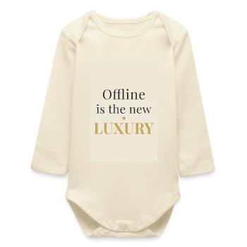 Offline is the New Luxury – Minimal Design - Baby Organic Long-Sleeved Bodysuit - soft Ecru - Front