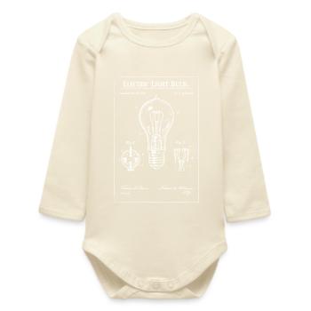 Vintage Patent-Glühbirnen-Bauplan - Baby Organic Langarmbody - Natur - Vorne