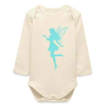 Feen-Silhouette mit Sternen - Baby Organic Langarmbody - Natur - Vorne
