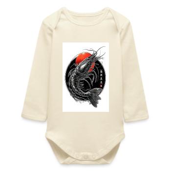 Crevettes à encre cramoisie dans le cercle - Body bébé manches longues biologique - écru doux - Devant