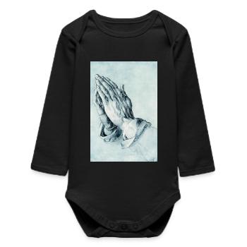 Hommage Dürers "Gebetshände" mit 6 Fingern Slop - Baby Organic Langarmbody - Schwarz - Vorne