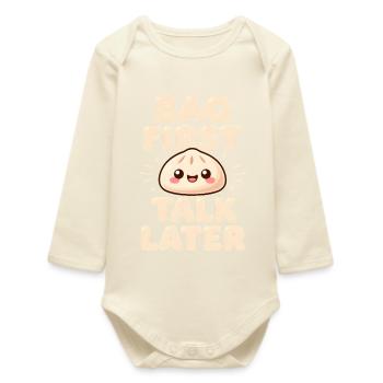 Bao First, Talk Later | Dumpling, Foodie - Baby Organic Long-Sleeved Bodysuit - soft Ecru - Front