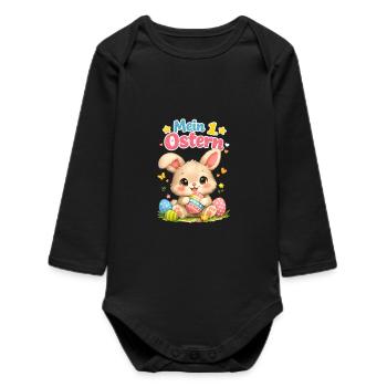 Mein 1. Ostern Baby Osterhase süß - Baby Organic Langarmbody - Schwarz - Vorne