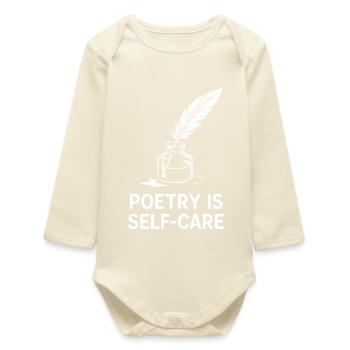 Poetry Self-Care Quill Design - Baby Organic Long-Sleeved Bodysuit - soft Ecru - Front