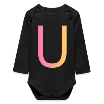 U - Baby Organic Long-Sleeved Bodysuit - black - Front