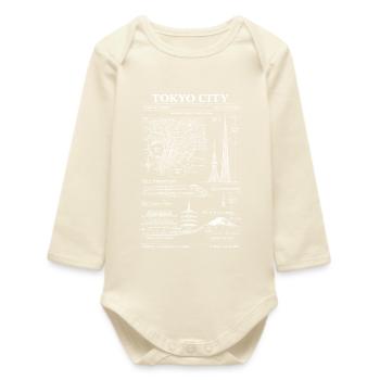 Tokyo City Blueprint Map - Baby Organic Long-Sleeved Bodysuit - soft Ecru - Front