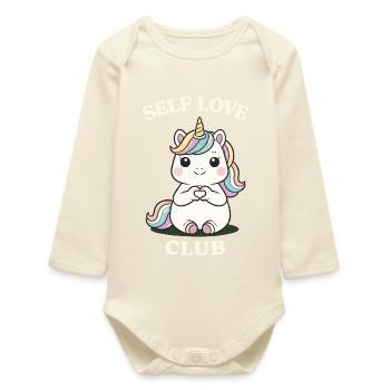 Self Love Unicorn Shirt Cute Motivation - Baby Organic Long-Sleeved Bodysuit - soft Ecru - Front