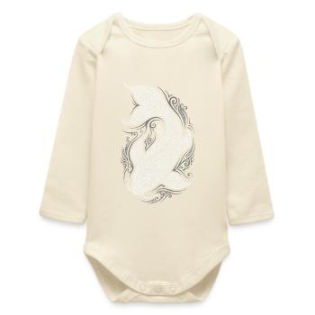 Ornament Koi Fish - Baby Organic Long-Sleeved Bodysuit - soft Ecru - Front