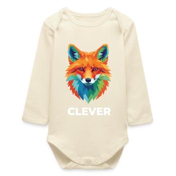 Clever Geometric Fox Colorful Pop Art - Baby Organic Langarmbody - Natur - Vorne