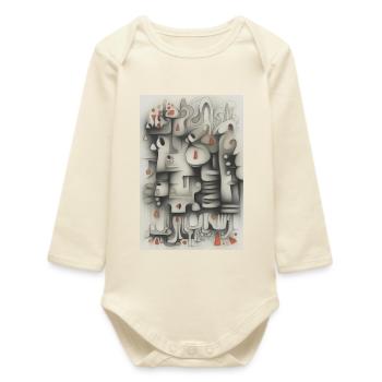 Ville abstraite grise avec accents orange - Body bébé manches longues biologique - écru doux - Devant