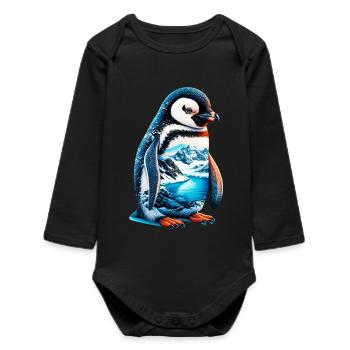 Pinguin - Baby Organic Langarmbody - Schwarz - Vorne