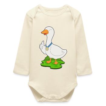 Médaille du canard - Body bébé manches longues biologique - écru doux - Devant