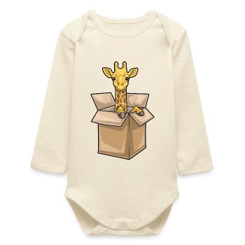 Boîte en carton girafe - Body bébé manches longues biologique - écru doux - Devant