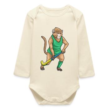 Monkey Bâton de hockey sur gazon - Body bébé manches longues biologique - écru doux - Devant