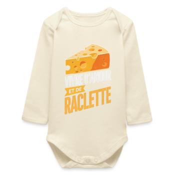 Vivre Amour Raclette Fanatique Cadeau Original - Body bébé manches longues biologique - écru doux - Devant