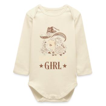 Line Dancing Cowboy Line Dancer Line Dance - Baby Organic Long-Sleeved Bodysuit - soft Ecru - Front